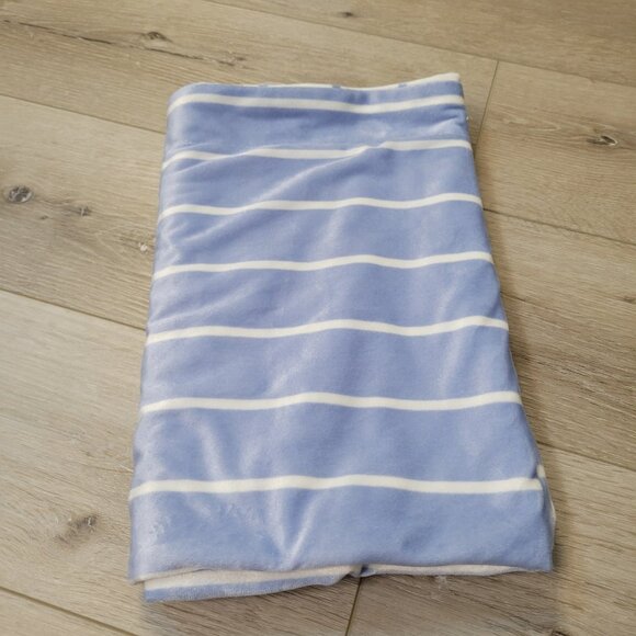 Lila and Jack White Blue Stripe Plaid Grid Baby Blanket Lovey Square Windowpane - Picture 6 of 6